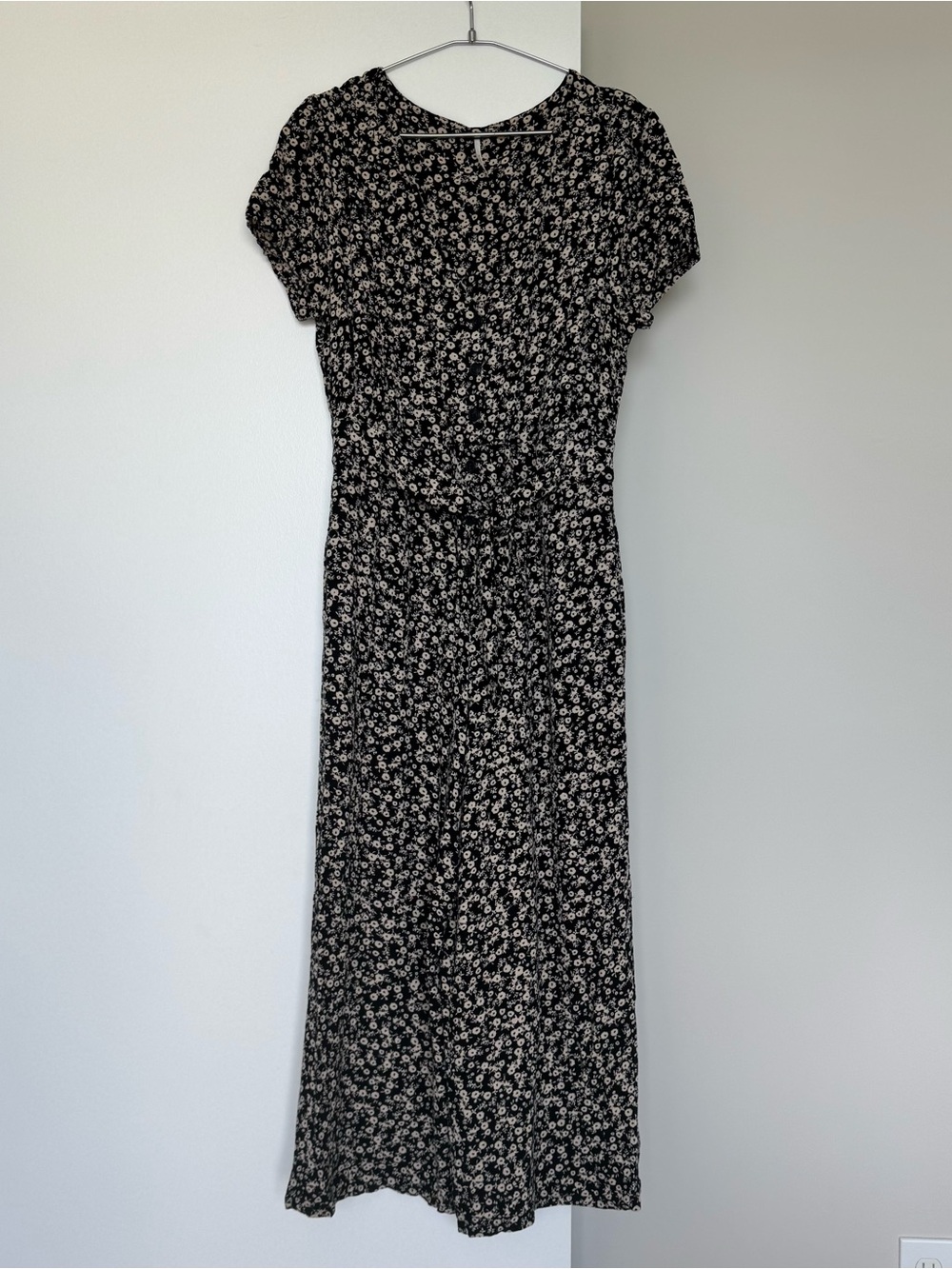 Free People Floral Button Front Wide Leg Jumpsuit Size 10 - Picture 2 of 9